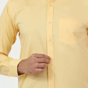 AI-masti Men's Classic Cotton Shirt - Yellow - L