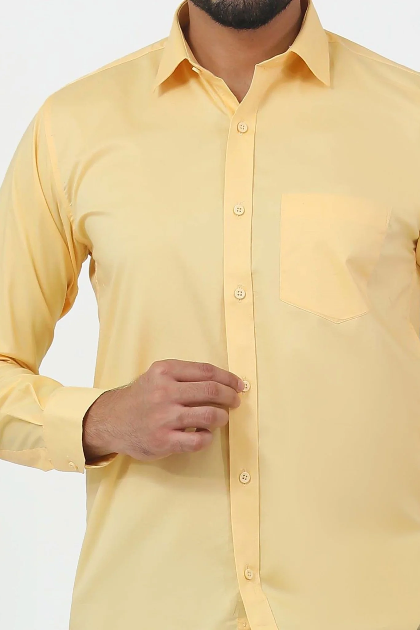 AI-masti Men's Classic Cotton Shirt - Yellow - M